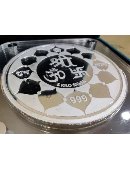 Omkar Mint Lakshmi Ganesh Silver Coin of 5 Kilograms in 999 Purity Fin