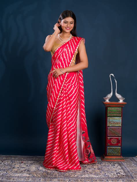 KcPc Latest New Leheriya Crepe Silk Saree With Gotapatti Border Saree ...