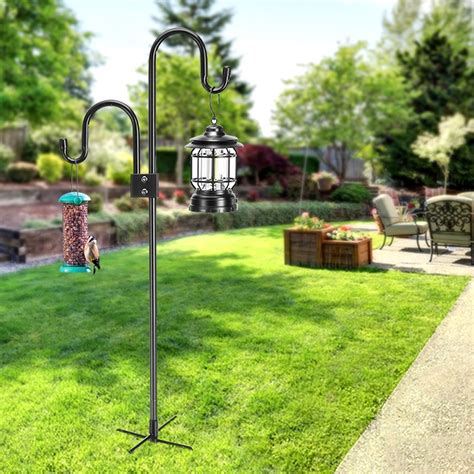 Oyajia 76in Double Shepherds Hooks, Heavy Duty Bird Feeder Pole with 5 ...