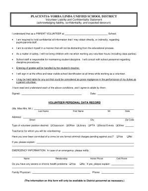 Fillable Online mabelpaine PYLUSD Volunteer Form - Mabel Paine ...
