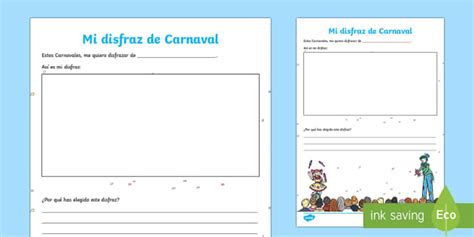 My Carnival Costume Worksheet / Worksheet Spanish