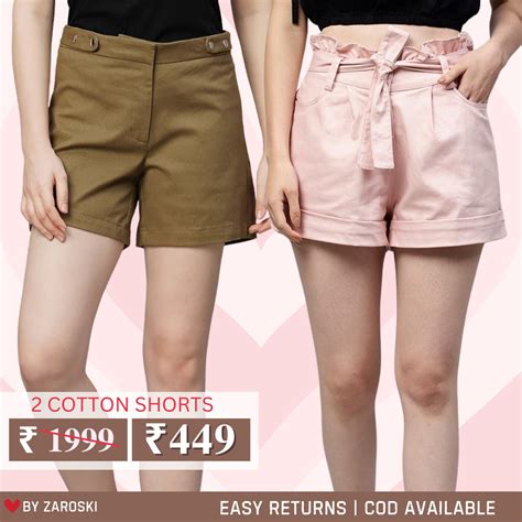 Gorgeous Regular Fit Cotton Shorts for Women | Pack Of 2 | C-011 – Zaroski