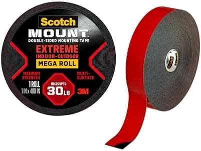 Scotch Extreme Mounting Tape, 1-inch X 400-inches, Black, 1-Roll (414 ...