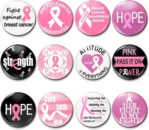 Amazon.com: Pink Breast Cancer Awareness Novelty Buttons Badge ...