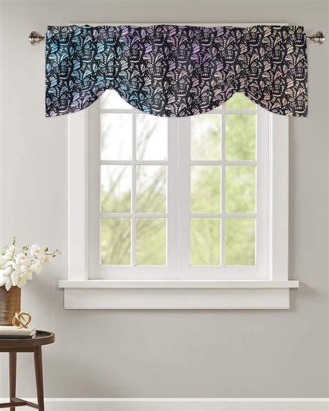 Amazon.com: Aesthetic Black Butterfly Tie Up Shade Valance Curtain for ...
