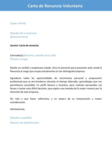 Ejemplos De Cartas De Renuncia Gratis - Modelos De CV