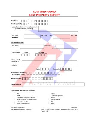 Fillable Online Lost Property Report Form - New Hope Railroad Fax Email ...