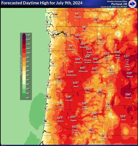 New Oregon weather map shows where high temps Tuesday might hit 110+ - oregonlive.com