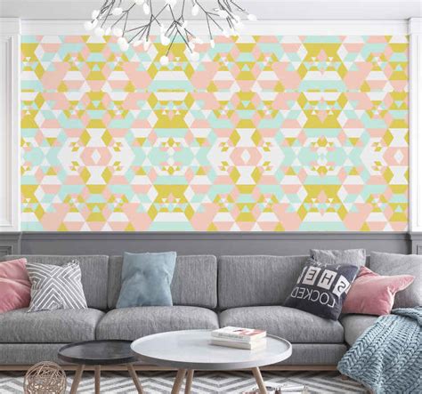 Geometric Pastel Pattern Living room wallpaper