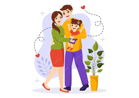 Premium Vector | Family values illustration of mother father and kids ...