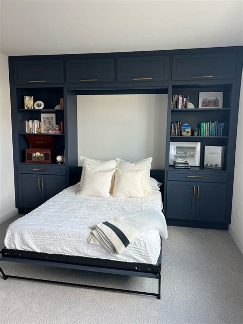 Vertical queen murphy bed with upper cabinetry – Artofit