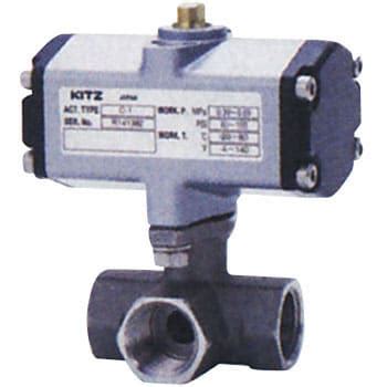 C-UTNE-40A ステンレス小型空圧三方ボールバルブ Lポート(レデューストボア) KITZ(キッツ) 対応 クラス10K ねじ込み形 ...