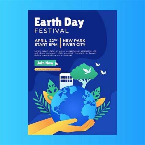 Paper style earth day celebration vertical poster template | Free Vector