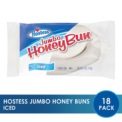 (18 Pack) Hostess Jumbo Iced Honey Buns, 1 Count Bags - Walmart.com
