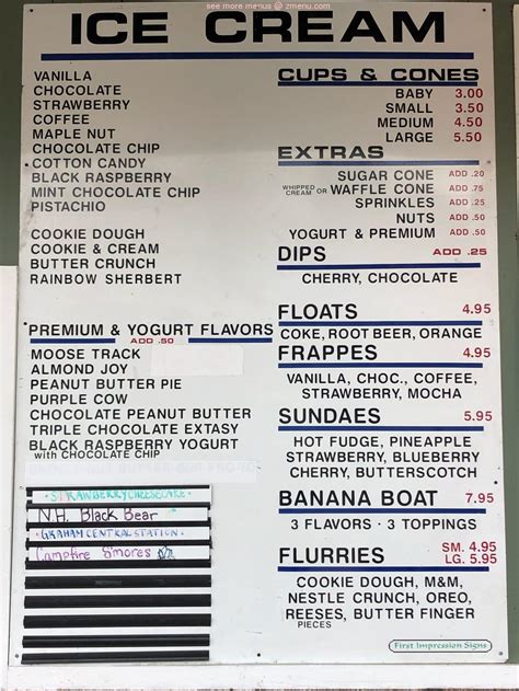 Menu at Howards Drive In restaurant, West Brookfield, 121 E Main St
