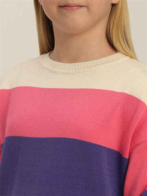 Girls Colourblocked Full Sleeves Sweater