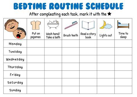 Kids Bedtime Routine Chart - 10 Free PDF Printables | Printablee