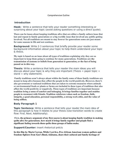 Image result for Comprehensive Outline Example