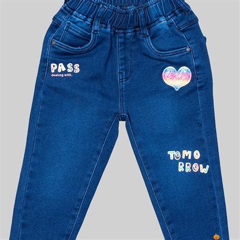 Buy Blue Slim Fit Elastic Waist Girls Jeans – Mumkins