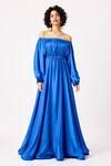 Buy Blue Off-shoulder Raina Off Flared Maxi Dress For Women by Scarlet ...