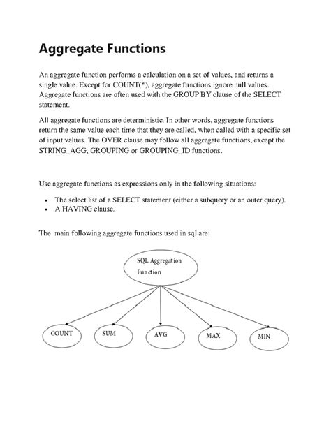 Aggregate functions BCA - Aggregate Functions An aggregate function ...