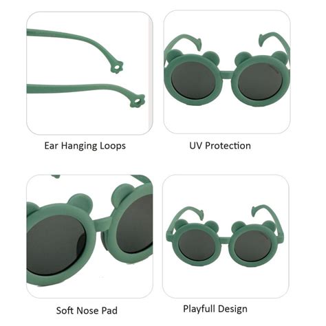 2d Ear Green Frame Anti Ultraviolet Unisex Sunglasses for Toddlers with ...