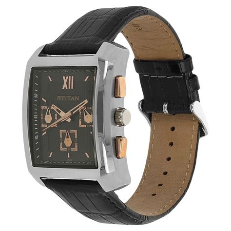 Buy Online Titan Quartz Multifunction Black Dial Leather Strap Watch ...