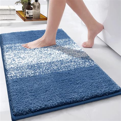 Enyhom Blue Bath Mats for Bathroom, 45 x 65 cm Non Slip Absorbent ...