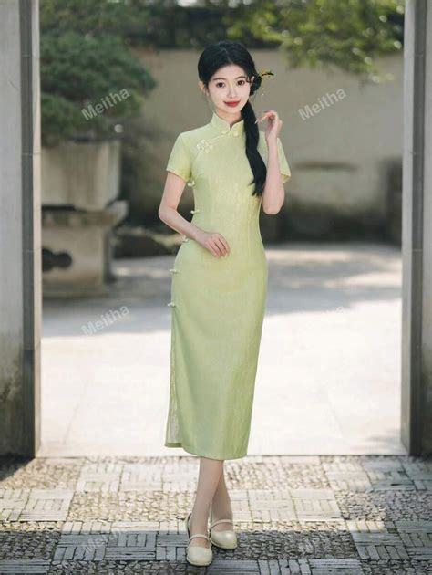 Women's Short Sleeve Buttoned Vintage Elegant Qipao Chinese Dress ...