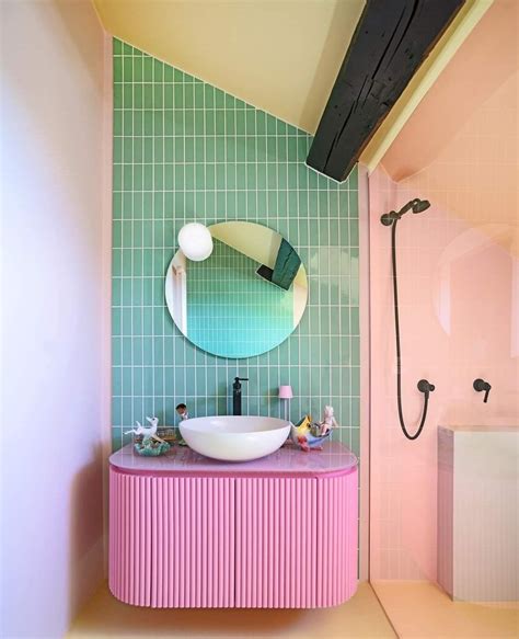 Pink and Green Bathroom Tiles