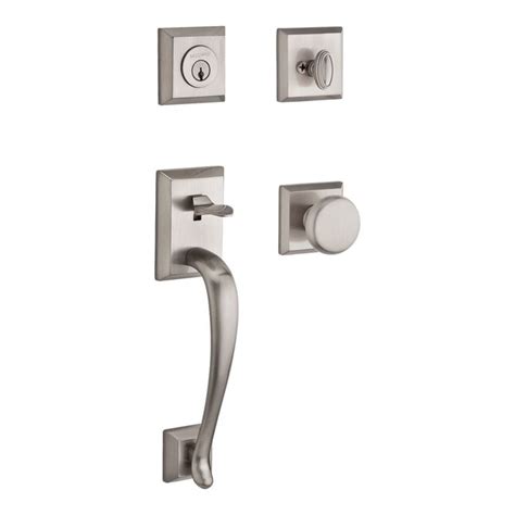 Baldwin Reserve Satin Nickel Single Deadbolt Keyed Entry Door Handleset ...
