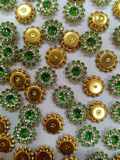 Unikart Round Shape Light Green Colour Diamond Ring Glass Kundan Stones ...