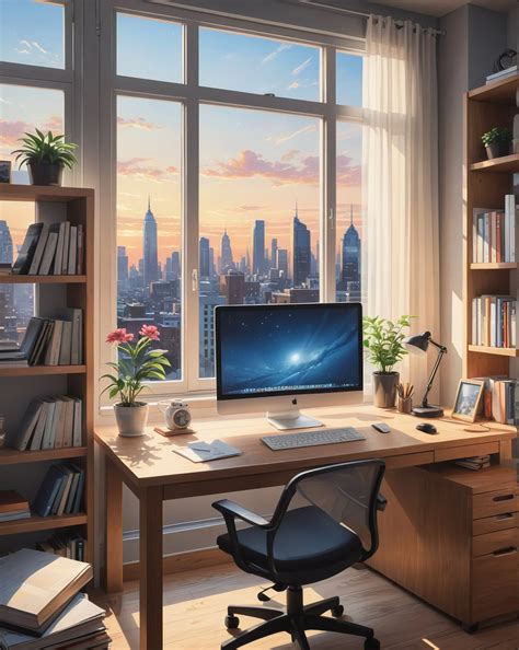 A modern home office, clean desk - Free AI Photo Generator - starryai