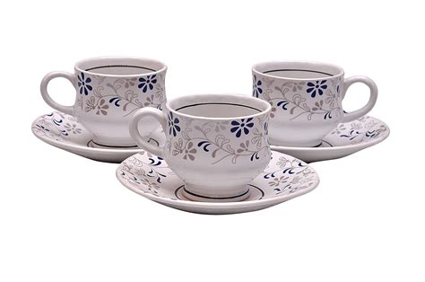 Buy AK HOUSE Indian Ceramic Fine Tea Cup and Saucers Set of, 200 ML ...
