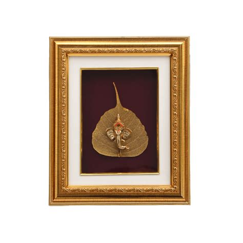 Buy Golden Lord Ganesha Leaf Frame Online | Wemy