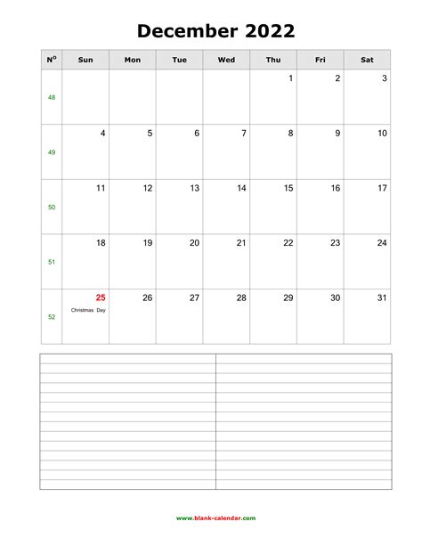 Blank December 2022 Calendar