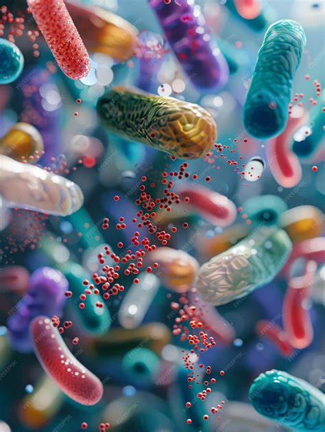 Premium Photo | 3D visual of probiotics showing diverse strains of beneficial bacteria like ...