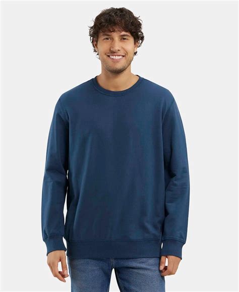 Buy Super Combed Cotton French Terry Solid Sweatshirt with Ribbed Cuffs ...