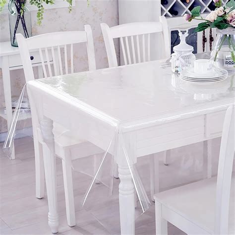 Buy STITCHNEST PVC Transparent 6 Seater Dining Table Cover without Lace ...