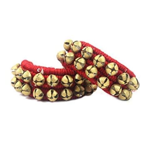 Brass Bharatnatyam Ghungroo 2 lines with Adjustable Strap - RentMyCostume