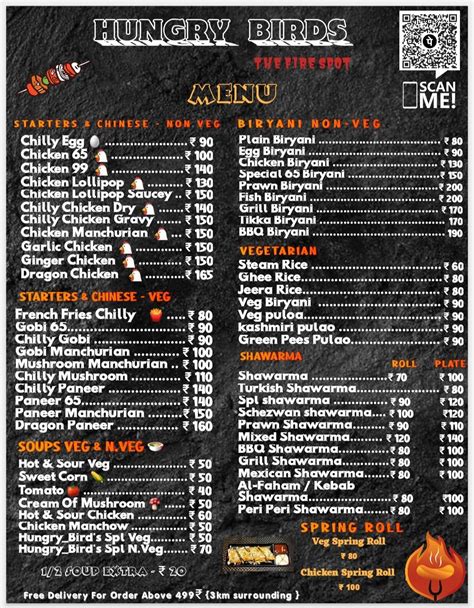 Menu at Hungry Birds Family Restaurant AC, Chennai, No 4/317