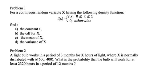 Image result for Continuous Random Variable Problem and Solution
