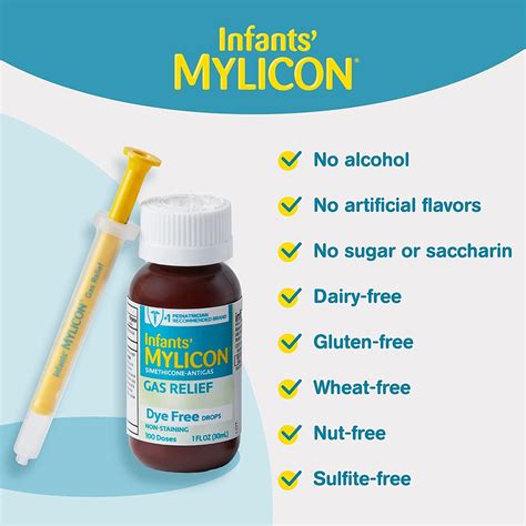 Mylicon Gas Relief Drops for Infants and Babies - Dye-Free Formula - 1 ...