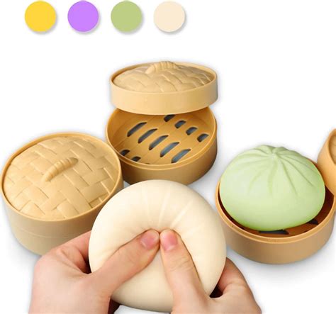 Buy Squishy Stress Balls Fidget Toys - 4 Pack Large Steamed Stuffed ...