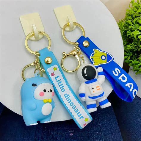 Adorable 3D Cartoon Theme Astronaut & Dinosaur Premium Keychains for K ...