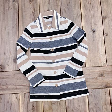 70s black and beige stripe jacket | LEMON