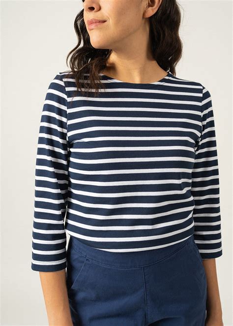 GALATHEE II - Breton Striped Top with ¾ Sleeve | Soft Cotton | Women ...