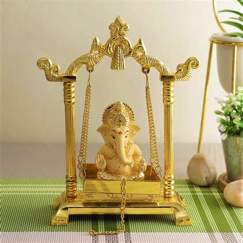Buy Collectible India Aluminium & Ceramic Lord Ganesh Idol, 8" x 6.5" x ...