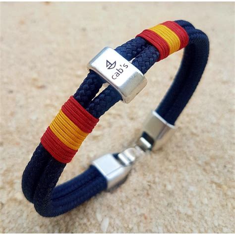 PULSERA ALBORÁN ESP, pulsera con cabo náutico azul navy y bandera de ...