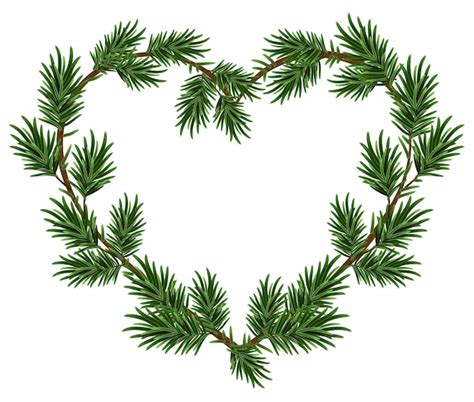 Weihnachtsherzrahmen-Fichtenzweige. Vorlage für Weihnachtskarte ...